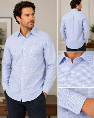 Hart Schaffner Marx XL Blue Check Luxury Performance Dress Shirt Men’s